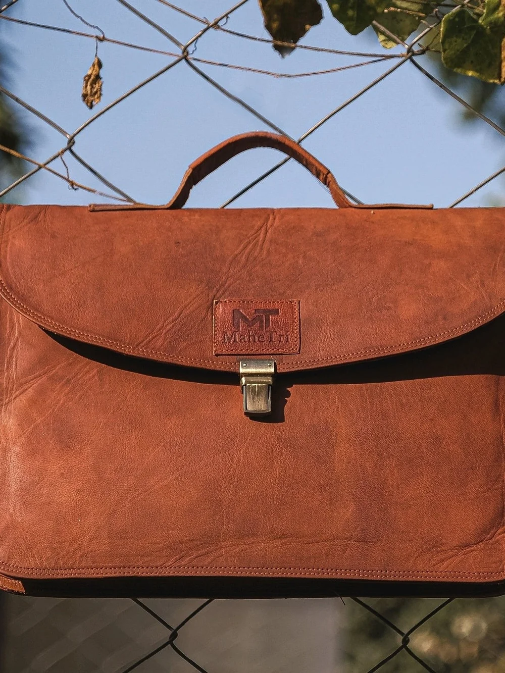 Brown Leather Briefcase - (Laptop Case) Men Bags